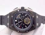 Replica 44mm Audemars Piguet Royal Oak Offshore Black Steel Tourbillon Watch